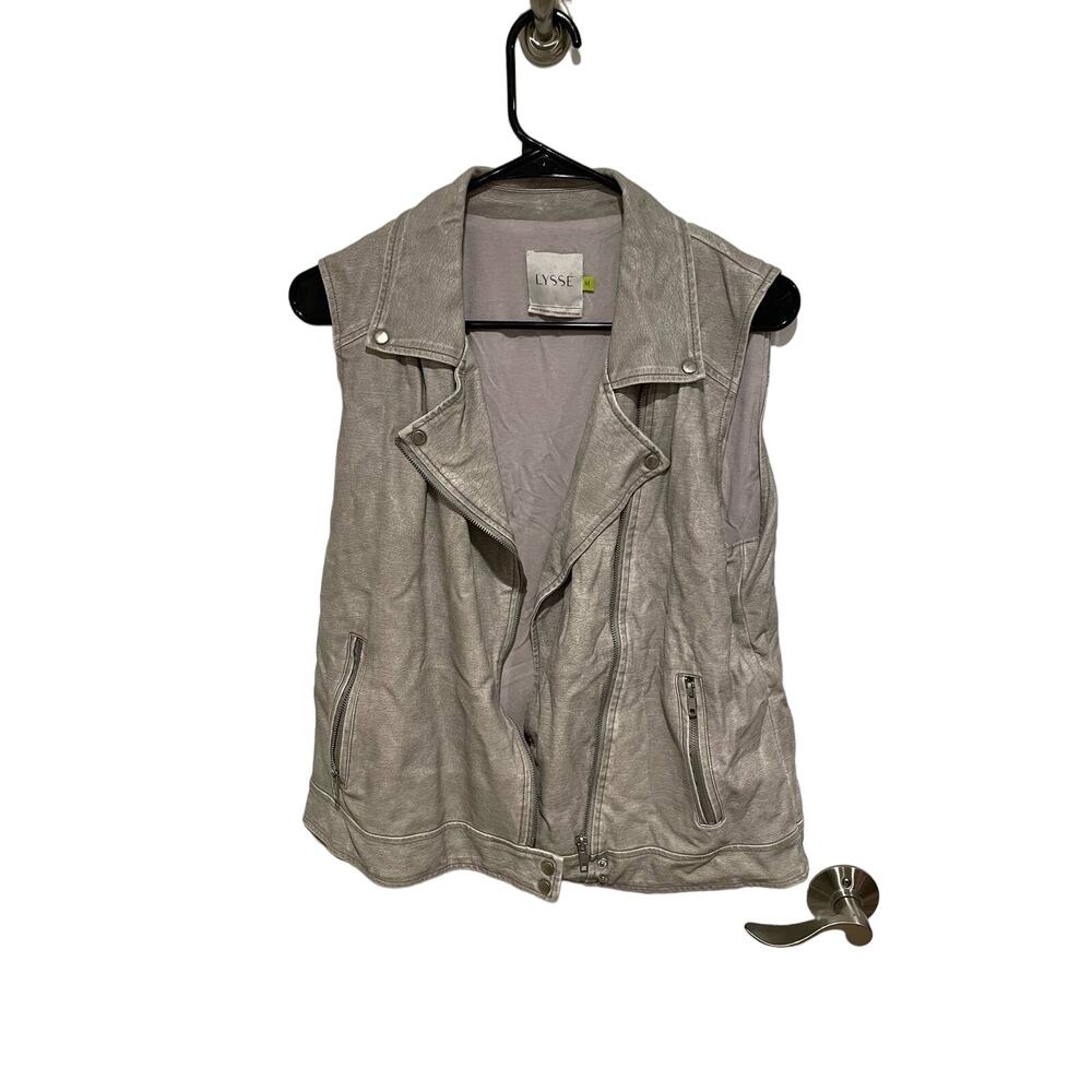 Lysse moto vegan leather vest gray size medium